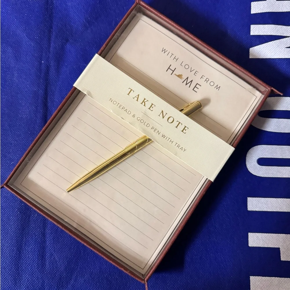 Gold Pen and Notepad Set with tray and lots of love from home - NWT